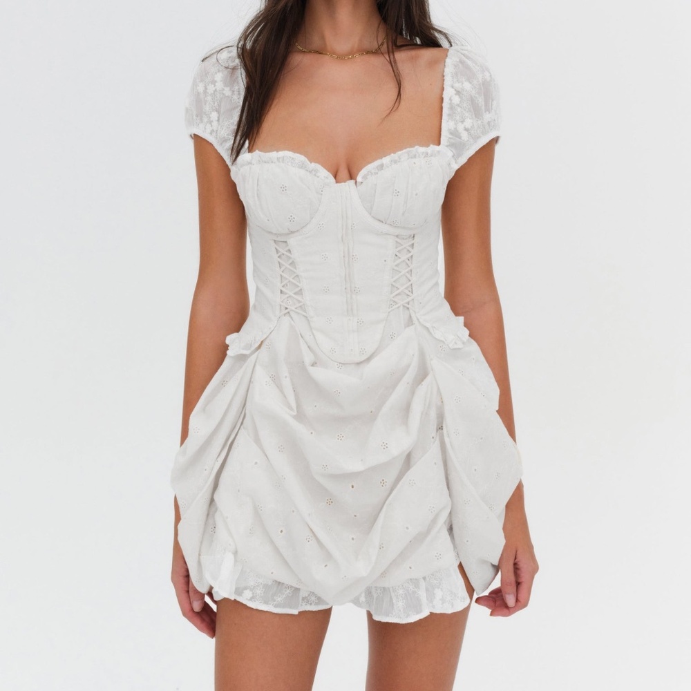 For Love & Lemons Morgan Mini Dress XL / Bright White